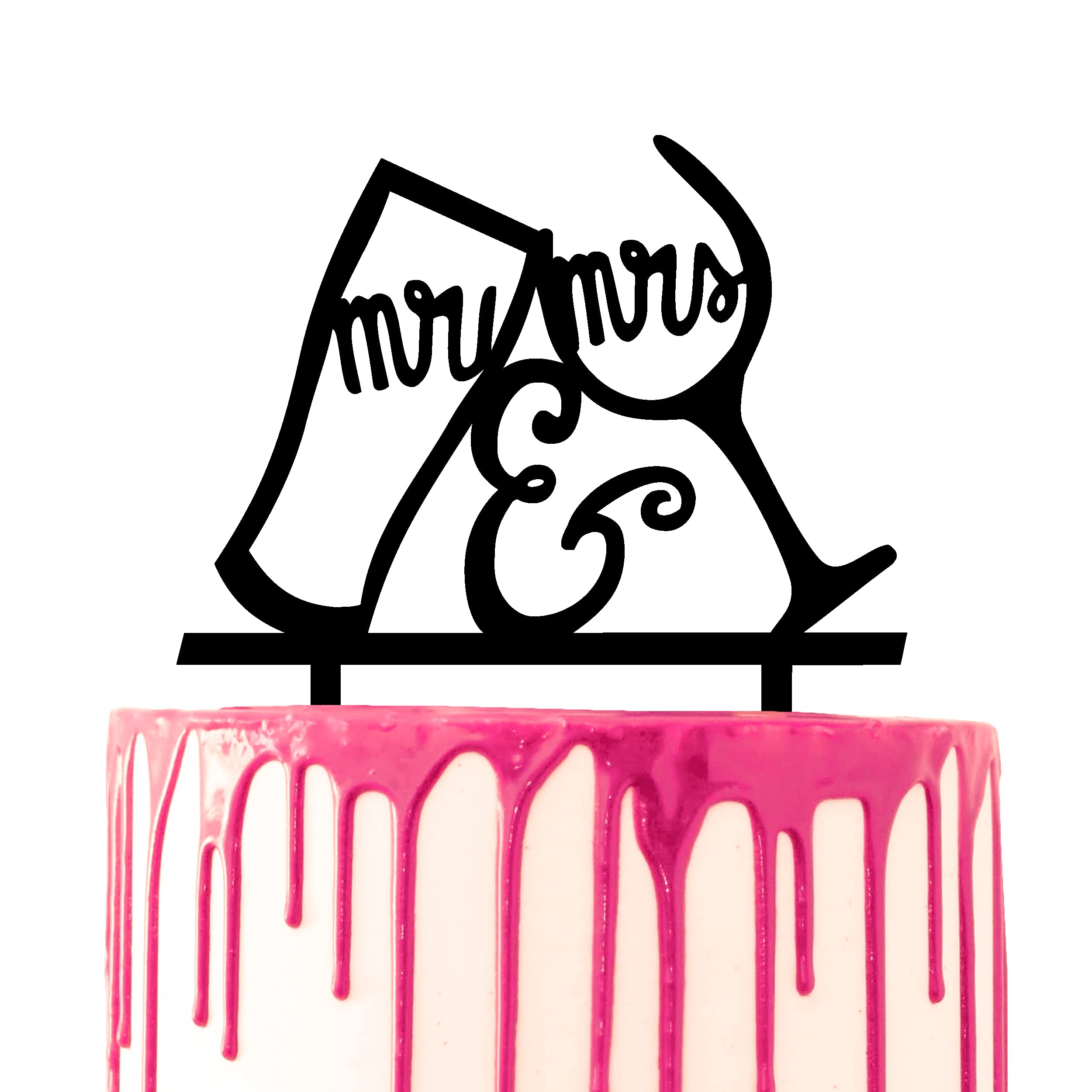 CARISPIBET decorative cake topper two glasses with Mr & Mrs inside each wedding cake decoration acrylic