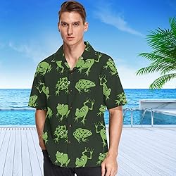 visesunny Hawaiian Shirt for Men Funny Frog Animal