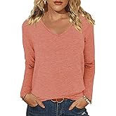 iGENJUN Womens Basic Slub T-Shirts Long Sleeve V Neck Tees for Women Lightweight Soft Casual Fall Tops