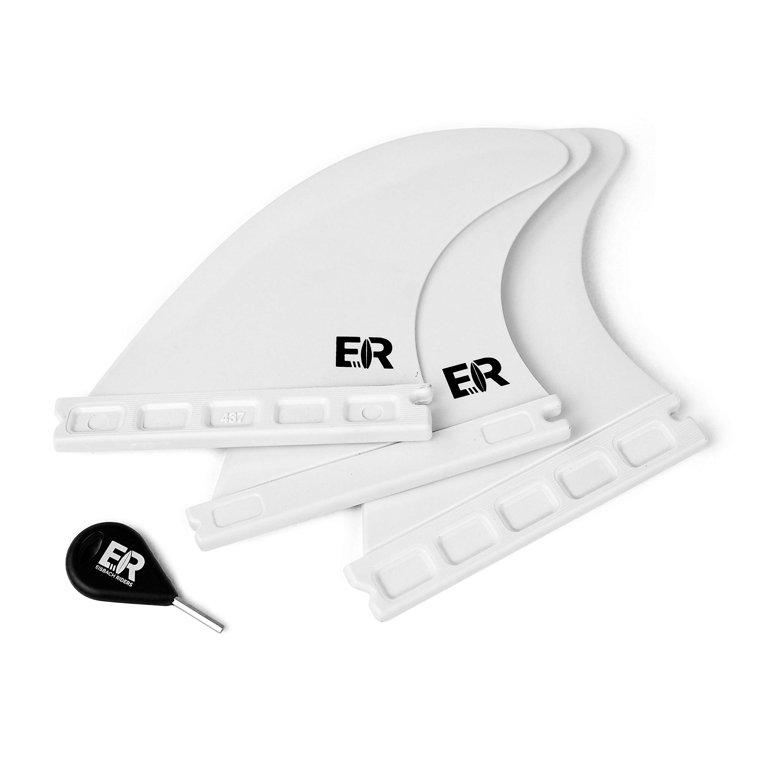 Eisbach Riders Surfboard Future Fin Thruster Set with Fin Key (Size G5 Medium) - Fin Fins for Kiteboard and Surfboard (White)