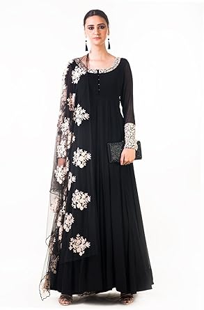 black gown with dupatta