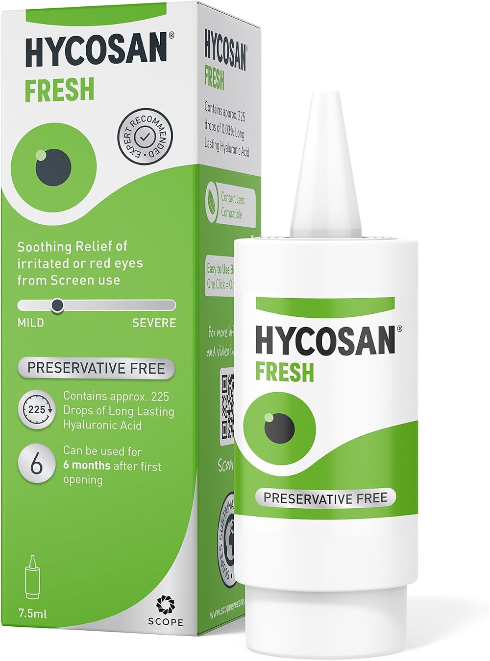 Hycosan Fresh Eye Drops with Hyaluronic Acid Preservative Free 225 Doses