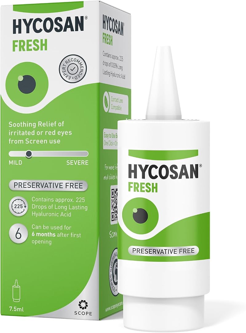 Hycosan Fresh Eye Drops with Hyaluronic Acid Preservative Free 225 Doses