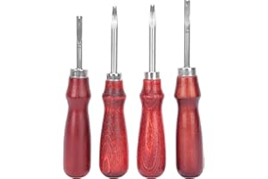4pcs Leather Edger, Professional Edge Leather Edge Beveler with Wooden Handle, 0.8mm/1.5mm/2mm/3mm 4 Sizes Edge Tool for DIY 