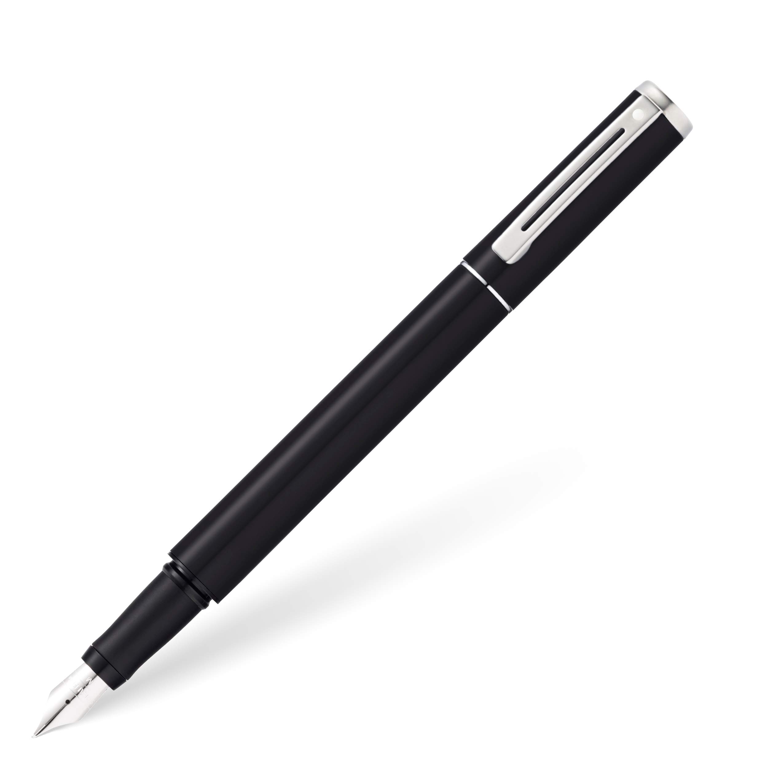 Sheaffer Pop Black Fountain Pen with Chrome Trim and Medium Nib in Gift Box (E0920553)