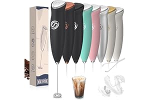 HeyLotie Milk Frother Handheld Frother Wand Drink Mixer Handheld Coffee Stirrers Electric Frother for Coffee Mixer Wand with 2 Whisk frother for protein powder coffee frother handheld -Black