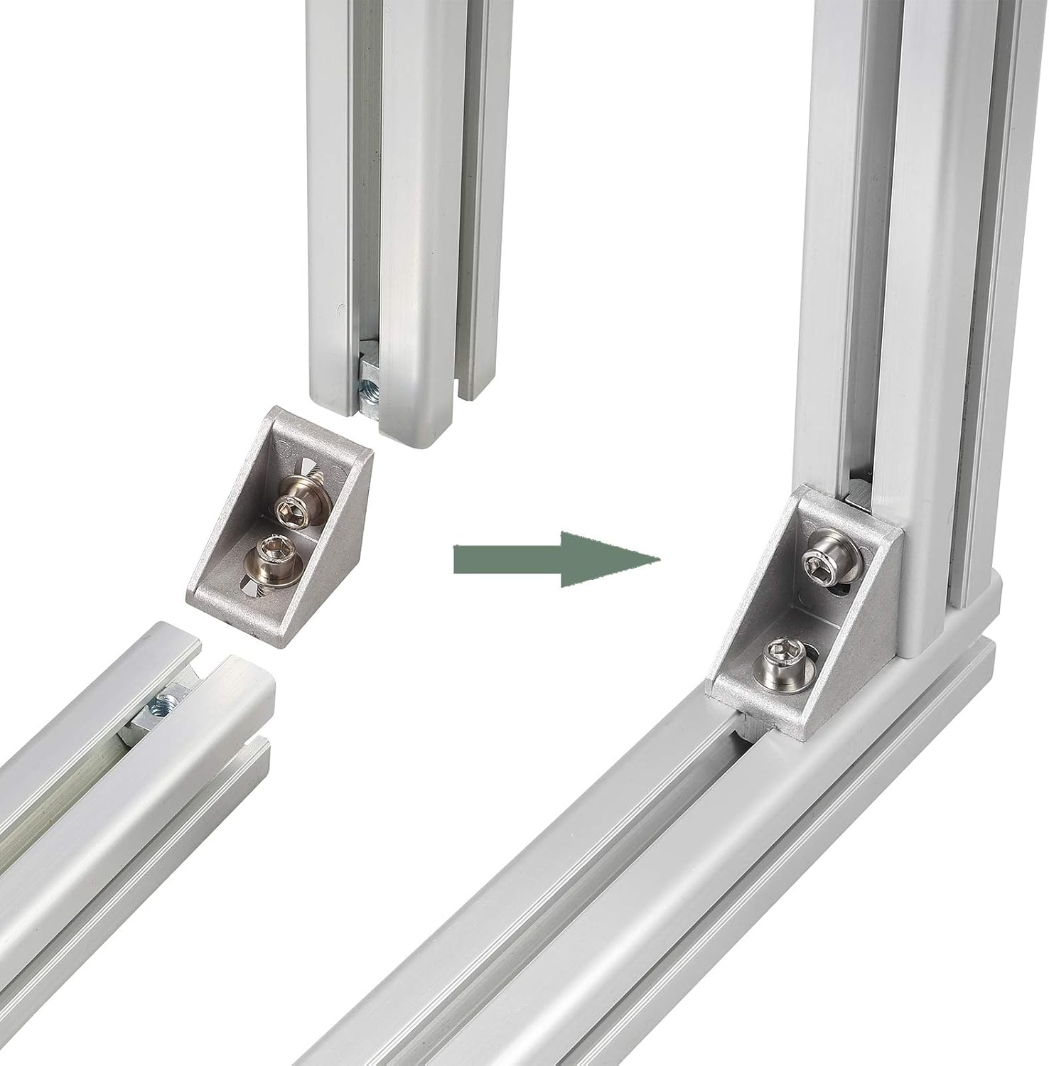 EYPINS 10 Pcs 4040 Aluminum Angle Mounting Brackets, 90 Degree Corner Connector 4040 Extrusion Profile L-shape Angle Joint Brace Brackets with 8mm Slots, Fastener with M8 Hexagon Screws and T-Nuts - Image 3