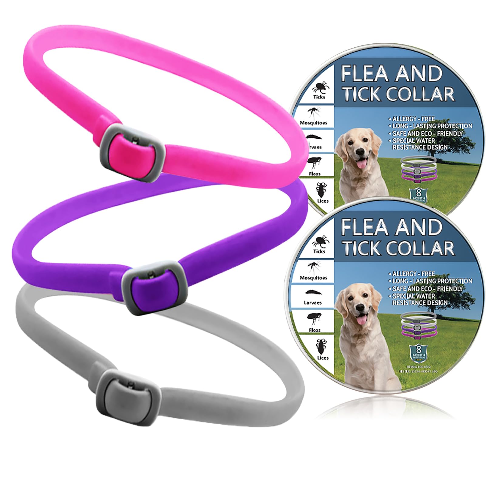 Repellent Collars for Dogs, 3 Pack Dogs Puppies Collar Repellent, Adjustable repellent Collar Dog,Natural Dog Collar for Puppies Small Medium Large Dog