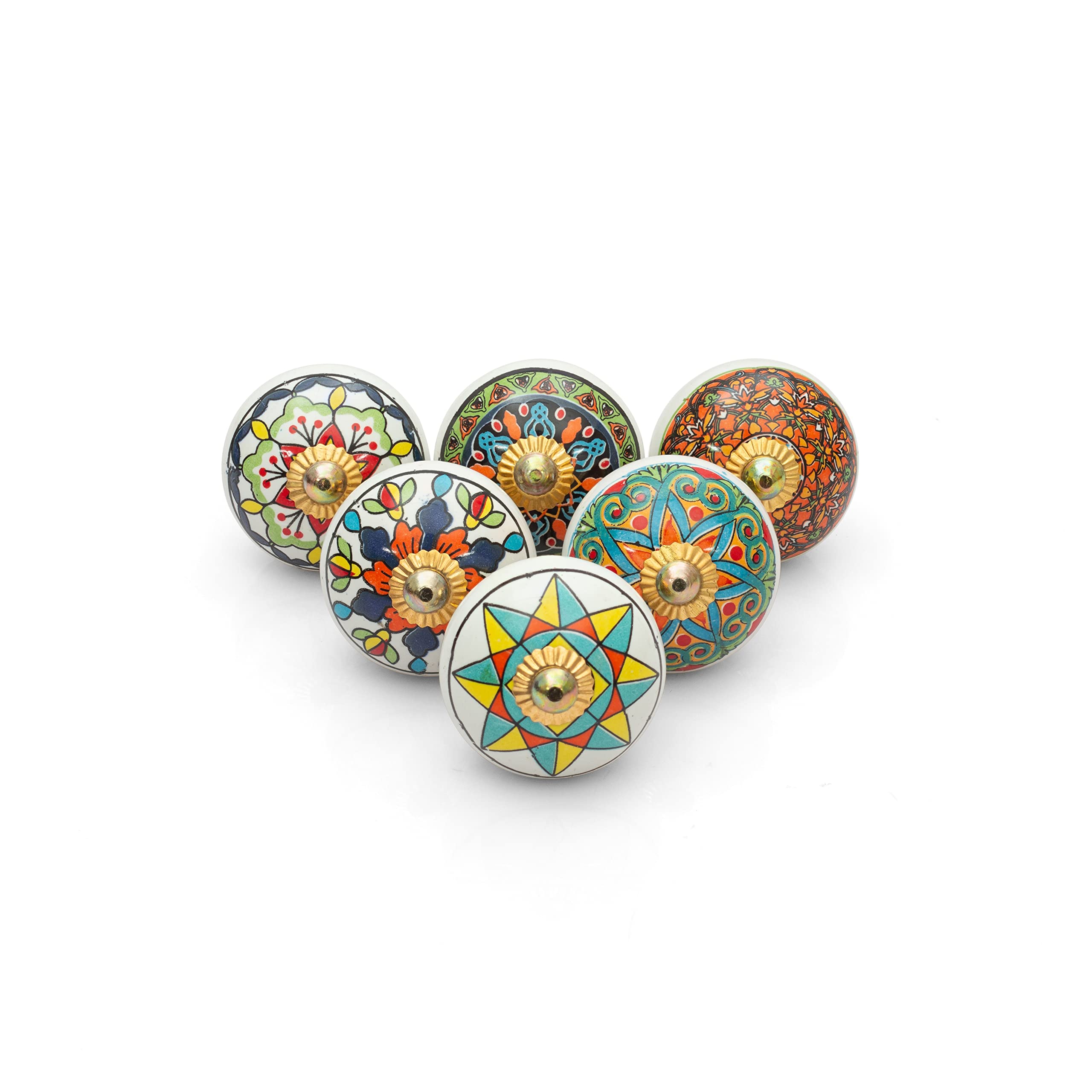 Craft Trade Multicolor Door Cabinet Knobs for Dresser Drawer Vintage Closet Ceramic Knob Colorful Pull Handles Cupboard Wardrobe Knobs for Kitchen Furniture Home Décor - Pack of 06 — image 1
