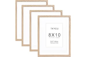 TKYGU 8 ×10 picture frame Nature HD glass picture frames a set of 4, display pictures 5 ×7 cushion or 8 ×10 modern style wood grain composite picture frame, the best gift for friends and relatives