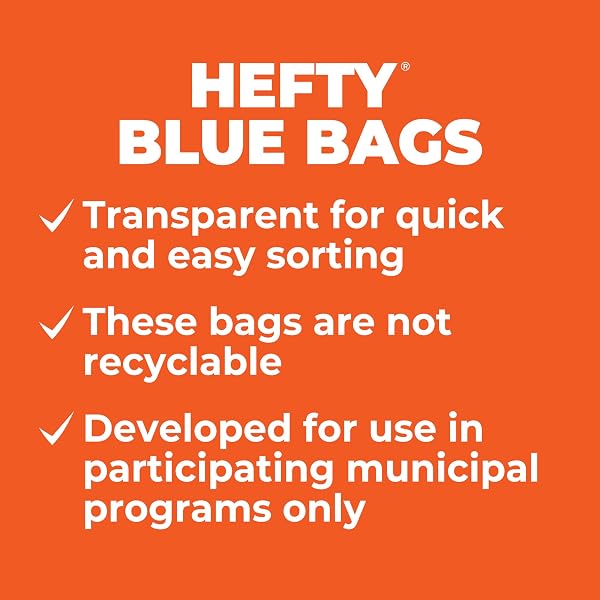 HEFTY BLUE TRASH BAGS, BLUE, 13 GALLON, 60 COUNT