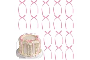 Etwgbaby 20 Pack Bow Cupcake Toppers Birthday Bowknot Ribbons Coquette Light Pink Bow High Footed Cup Balloon Wall Party Decorations Bridal Cake Dessert Picks Baby Girl Boy Wedding Party Supplies