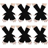 Geyoga 6 Pairs Winter Fingerless Gloves for Women Unisex Finger Gloves Warm Stretchy Knit Fingerless Glove 8.6 Inches