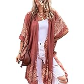 Spicy Sandia Kimonos for Women Floral Beach Cover Up Loose Swimsuit Bathing Suit Coverup Cardigan for Summer Swimwear