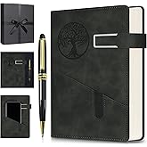 Lined Notebook Journal for Men Women, 365 Pages Numbered College Ruled Notebook, Hardcover Leather Journal with Pen & Gift Box, Thick Daily Diary, Professional Notebooks for Work, School, Business, A5