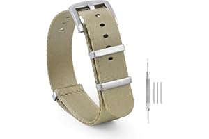 watchdives Nylon Watch Band 18mm 20mm 22mm Multicolor Replacement Watch Straps for Men Women (Khaki Silver, 22mm)