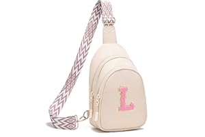 I IHAYNER Birthday Gifts for 5 6 7 8 9 10 11 12 13 Year Old Girls Small Cross Body Bag Initial Sling Bag Fanny Pack for Girls (Beige-L）