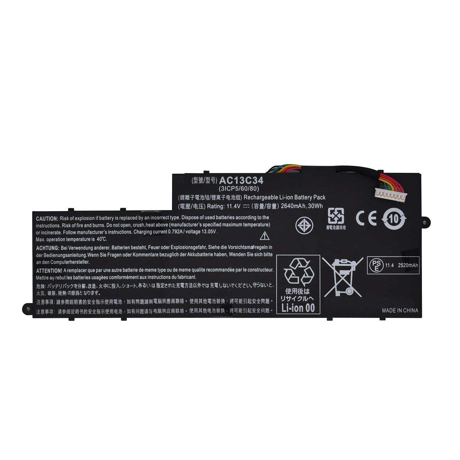 ASKC 30WH 2640mAh AC13C34 Laptop Battery for Acer Aspire V5-122P V5-122P-0408 V5-122P-0467 V5-122P-0468 E3-111 E3-112 V5-132 V5-132P Series 3ICP5/60/80 KT.00303.005