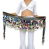 88 Colorful Gold Coins Chiffon Belly Dance Hip Scarf Dance Skirt Belt Waist Chain