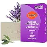 Lume Acidified Body Cleansing Bar - 24 Hour Odor Control - Removes Odor Better than Soap - Moisturizing Formula - Formulated Without SLS and Parabens - OB/GYN Developed - 5 ounce (Lavender Sage)
