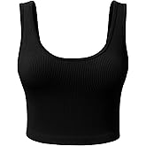 SPRIMEMONG Women's Ribbed Crop Tank Yoga Cropped Top for Workout