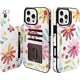 TopPerfekt Flip Leather Wallet Case Card Holder Shockproof Compatible with iPhone 16 Pro Max 6.9" Women and Girls with Card, Holder Kickstand Double Magnetic Clasp (Floral Pattern)