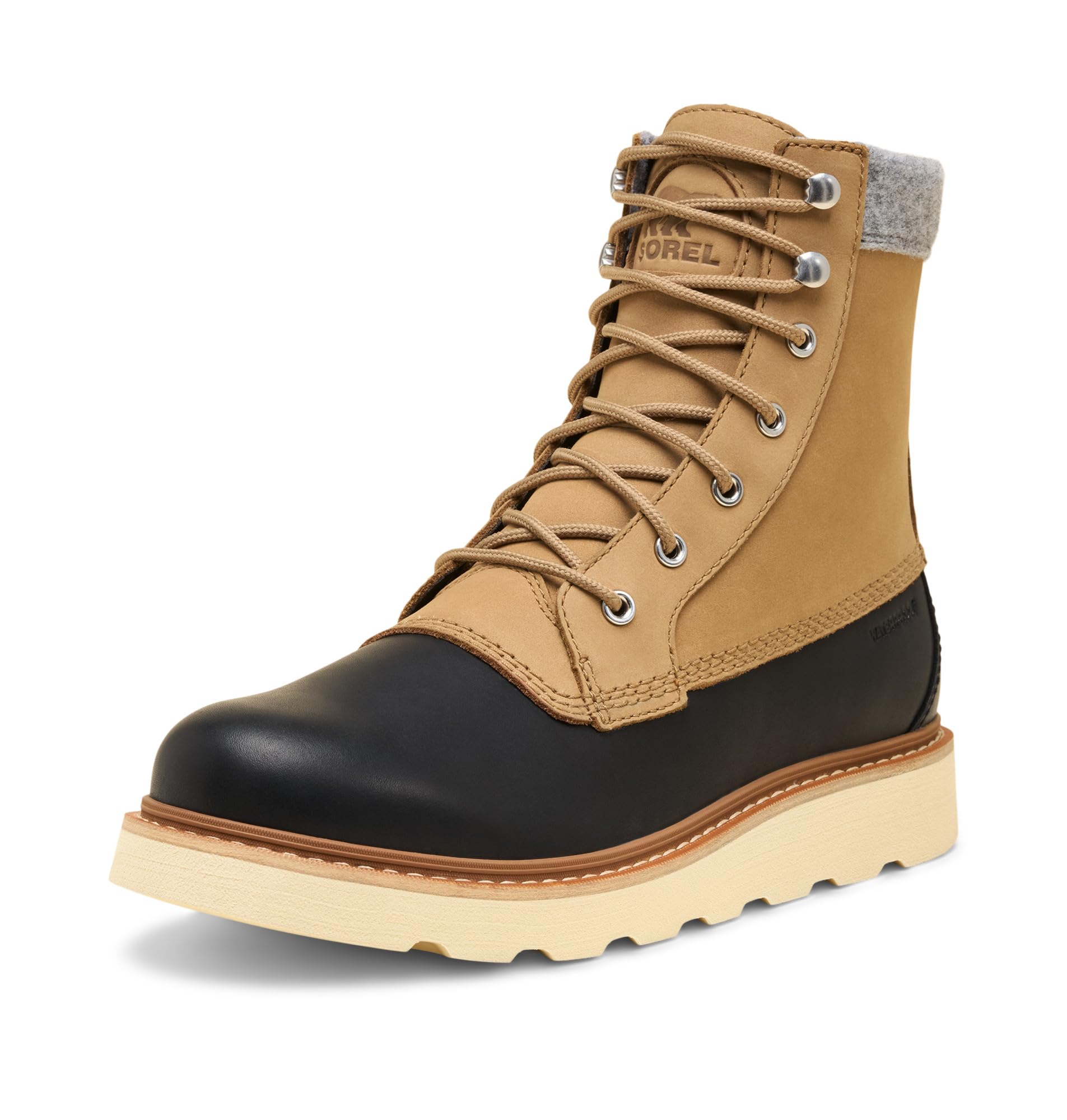Sorel Men’s Slabtown 62′ Caribou Waterproof Boot, Caribou Buff/Black, 14