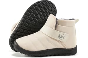 Aomigoct Boys Girls Winter Snow Boots: Waterproof Toddler Little Kid Boot with Fur Lined Easy Handles Unisex Child Warm Booties Comfortable Non Slip Walking