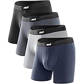 Nullktie Men's Boxer Briefs 5" Inseam, Ultra Soft Modal Underwear, Moisture Wicking Boxers for Men 4 Pack