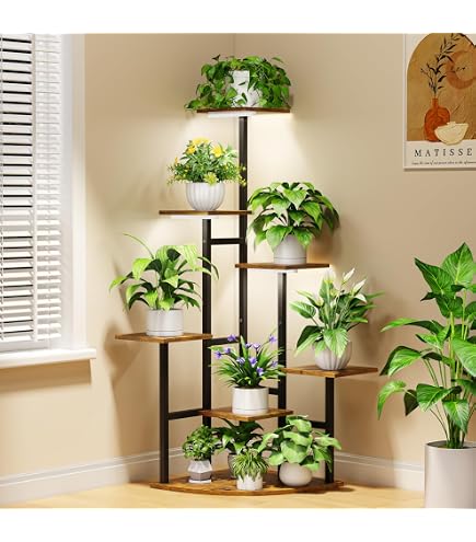 Amazon.com: Corner Plant Stand with Grow Lights, 7 Tier Plant