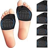 Dropsky Metatarsal Pads Sleeves Anti-Slip Inserts with Gel, 4 Packs - Ball of Foot Cushions for Women, Metatarsal Pads Women & Mens, Pain Relief,Soft Padding - Sesamoiditis, Metatarsalgia - Black
