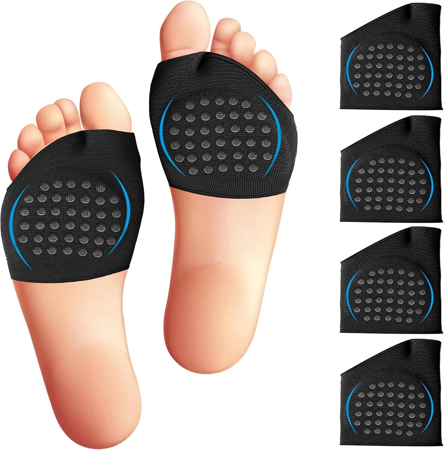 Photo 1 of Metatarsal Pads Men Sleeves Anti-Slip Inserts with Gel (4-Pack) Ball of Foot Cushions for Women & Men Pain Relief Soft Padding - Sesamoiditis Pads, Metatarsalgia Insoles, Metatarsal Foot Pad Mens