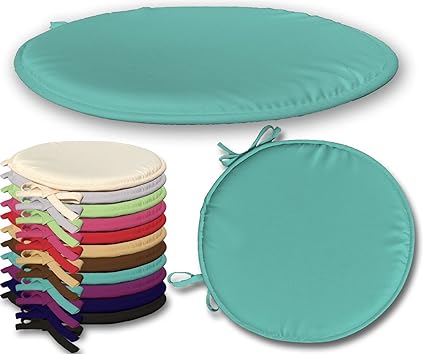 Maria Luxury Bedding Linen Teal Round Seat Pads Garden Patio