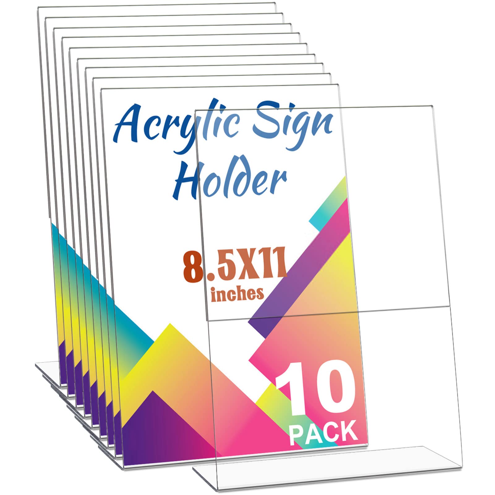 6 Pack Acrylic Sign Holder 8.5 X 11, Clear Plastic Sign Holder Picture Photo Frames Flyer Document Paper Display Stand For Office Desktop