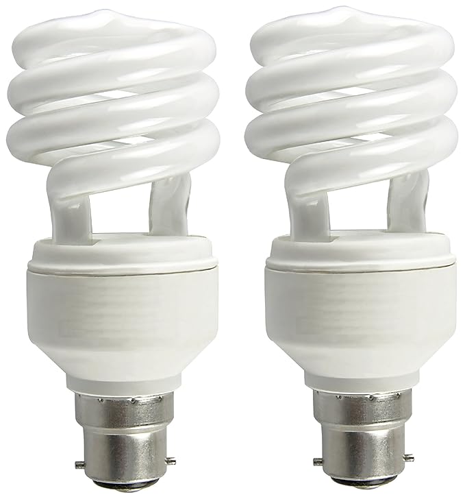 Osram 13 Watt Spiral CFL Bulb B22d White (Pack of 2)