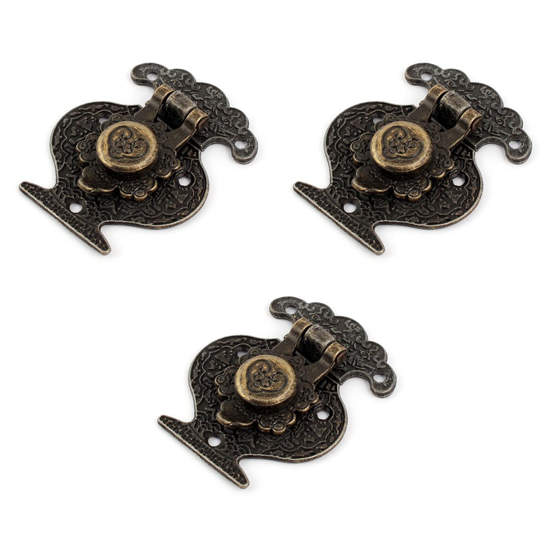 Sourcingmap Antique Style Snap Fastener Lantern Shaped Metal Latch Bronze Tone 3Pcs