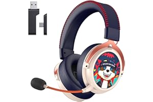 Gtheos 2.4GHz Wireless Gaming Headset for PS5, PS4, PC, Switch, 7.1 Surround Sound, Bluetooth 5.4 Gaming Headphones for Phone, Pad, Laptop, 6mm Noise Canceling Mic, Bio-Dynamic Stereo Sound - White