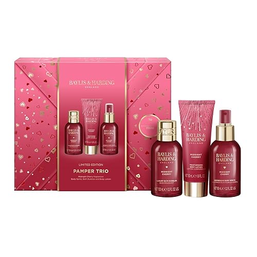 Baylis & Harding Midnight Cherry Gift Wrapped Pamper Trio Gift Set - Vegan Friendly