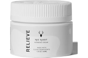 Mad Rabbit Painless Tattoo Numbing Cream Maximum Strength - Cream for Tattoos Extra Strength - For Tattoos, Permanent Makeup - Made with Vitamin E, Lecithin, Vegan (1.5 oz)