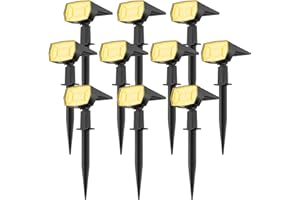 Fabrito 72 LEDs Solar Spot Lights Outdoor Waterproof, 3 Modes Landscape Spotlights, Dusk to Dawn Solar Powered Flood Wall Lights for Outside, Solar Garden Lights for Yard Porch 10 Pack (Warm White)