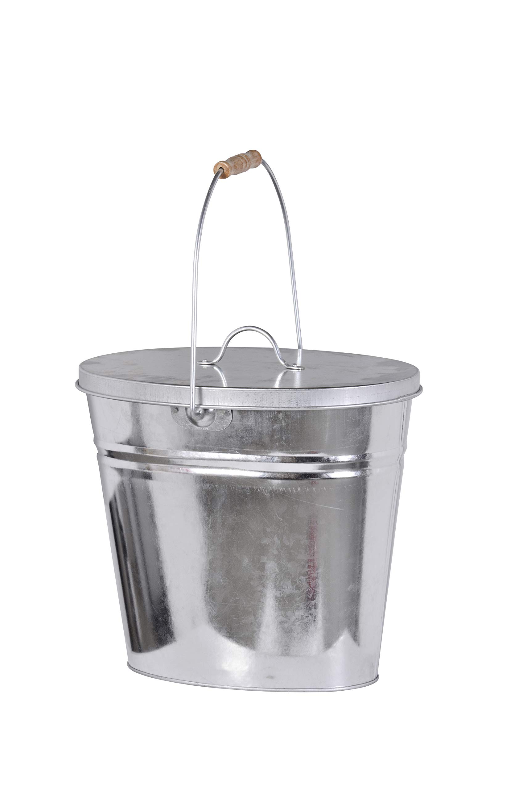 Firefix 2088/1 Multi-Purpose Bucket Capacity Approx. 15 litres with Lid and Wooden Handle, Galvanised Sheet Steel 340 x 230 x 300 (WxDxH)