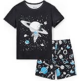 PATPAT Boys Pajamas Sets 2 Piece Soft Graphic Sleepwear Loose T-shirts with Shorts PJ Set Summer Lounge Wear for Kids