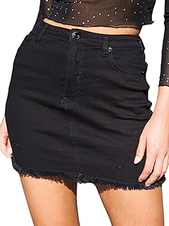 black bodycon denim skirt