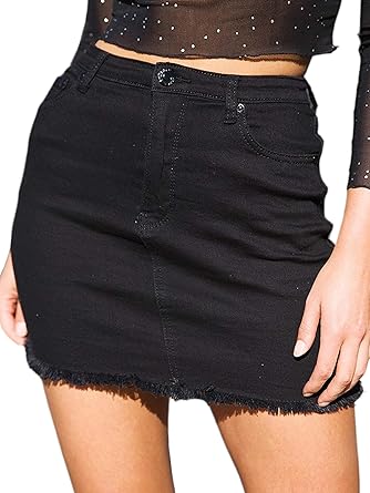 black jean skirt amazon