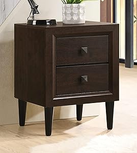 Depointer Life 2 Drawers Nightstand,Wood Bedside Storage Cabinet, Accent End Side Table Chest, Perfect for Home Furniture, Bedroom Living Room Accessories,Espresso