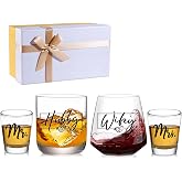 JOVGANK Wedding Gifts for Couples 2026, Bridal Shower Gifts, His and Hers Glass, Mr and Mrs Shot Glass, Hubby and Wifey Gift, Anniversary Couples Gift for Bride and Groom