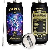 YOPIGOT Aquarius Constellation Tumbler - Zodiac Stainless Steel Cup for Men Women - Astrology Fans Birthday Gift With Straw Lid - 17 Oz Coffee Mug Car Cup
