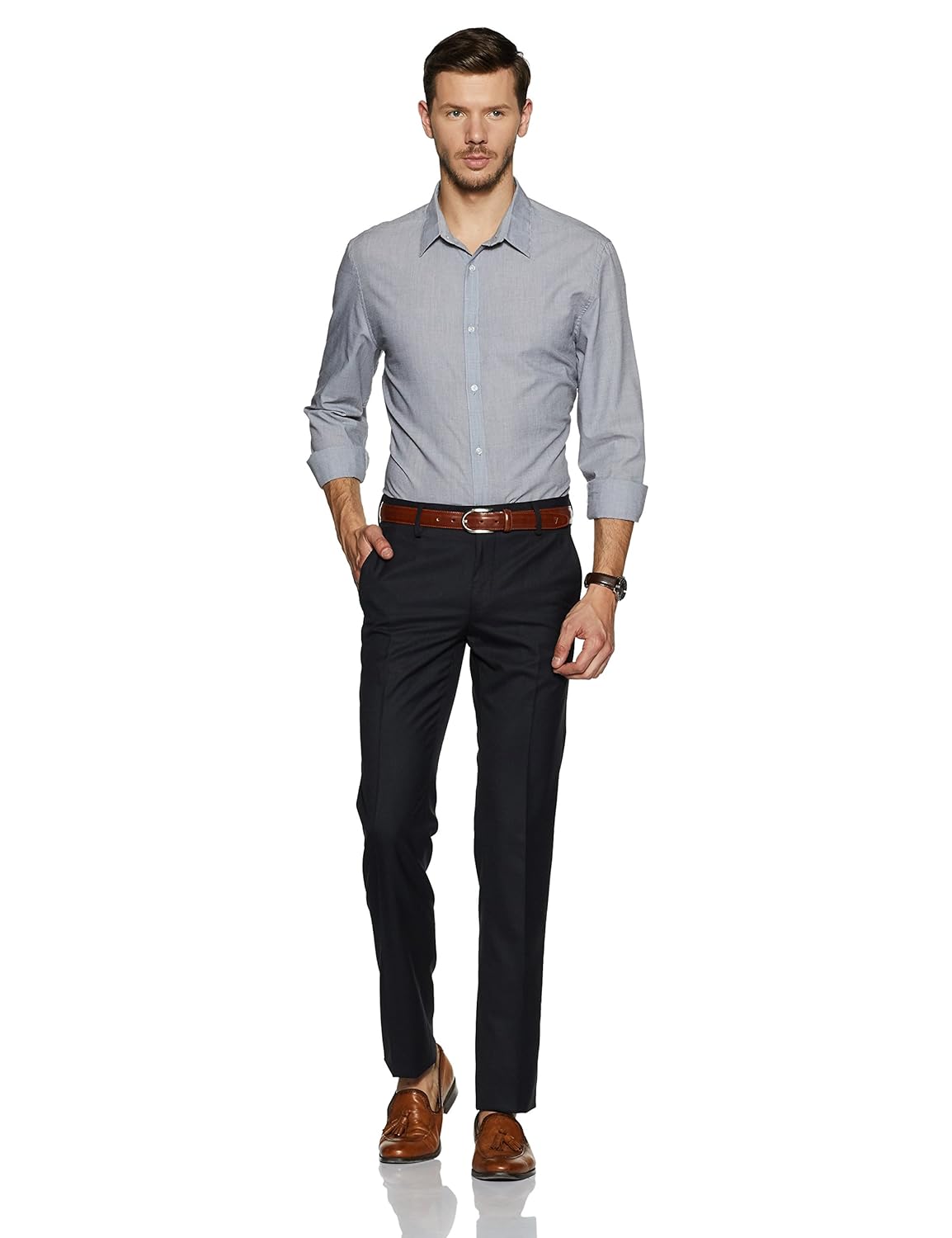 van heusen men's slim fit formal trousers