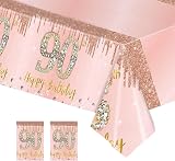 COSORO 2pcs Rose Gold 90th Birthday Tablecloth 137x274cm Plastic view 1