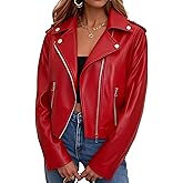 Ommiivex Women Leather Jacket Faux Cropped Coat Cute Short Zip Up for Casual Rock Concert Game Day Edgy Vintage Outfit
